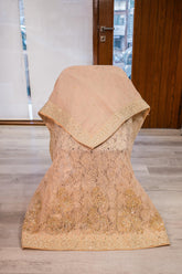 Peach net lehenga